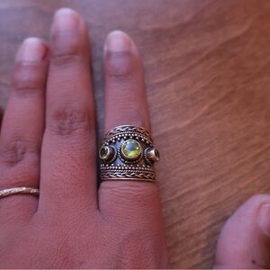Sterling Silver genuine Peridot Ring- size 6